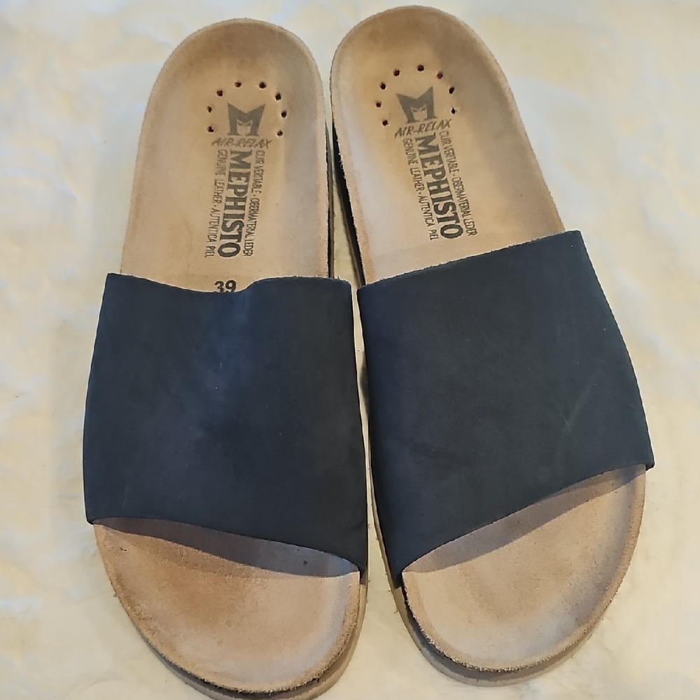 Mephisto Dark Blue Slide Sandals